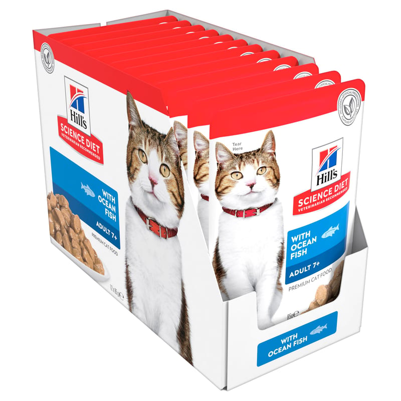 Hill's Science Diet Cat Adult 7+ Ocean Fish Pouches professional product photo ready to upload to shopify