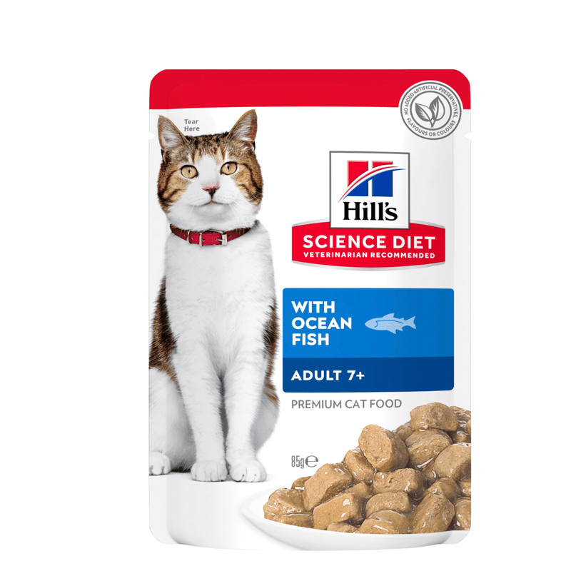 Hill's Science Diet Cat Adult 7+ Ocean Fish Pouches professional product photo ready to upload to shopify