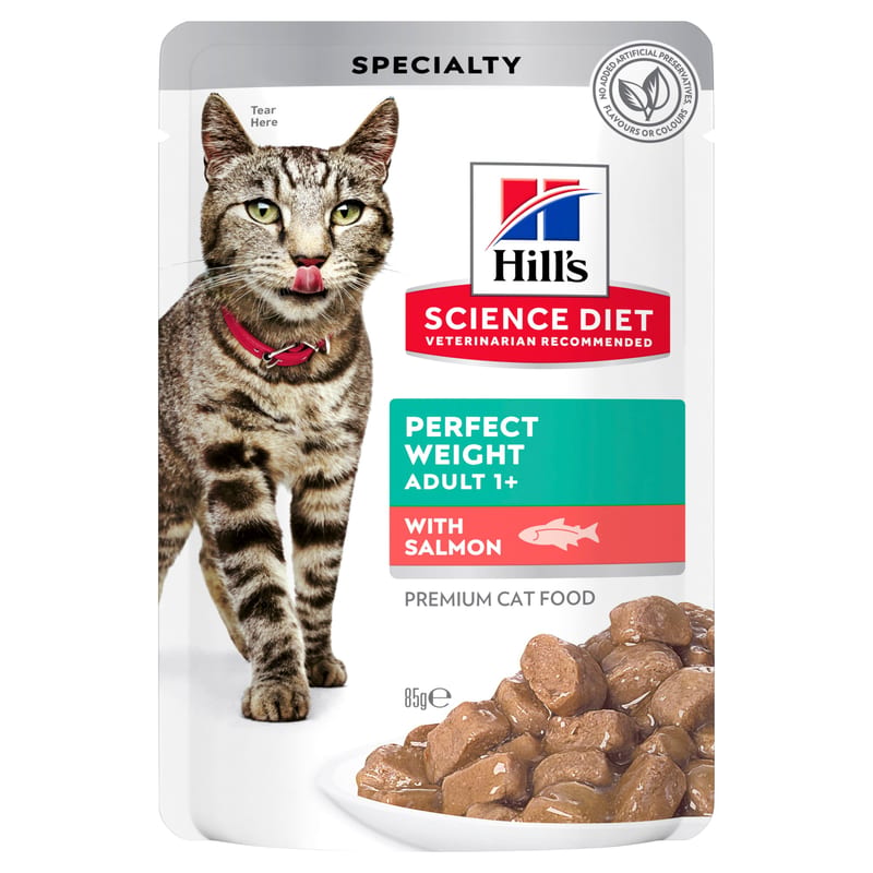 Hill's Science Diet Cat Adult Perfect Weight Pouches Salmon professional product photo ready to upload to shopify