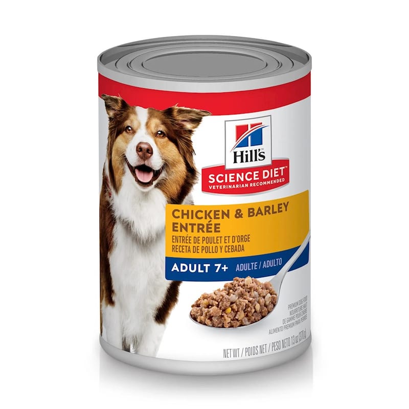 Hill's Science Diet Dog Adult 7+ Chicken Barley Entrée Wet Food professional product photo ready to upload to shopify