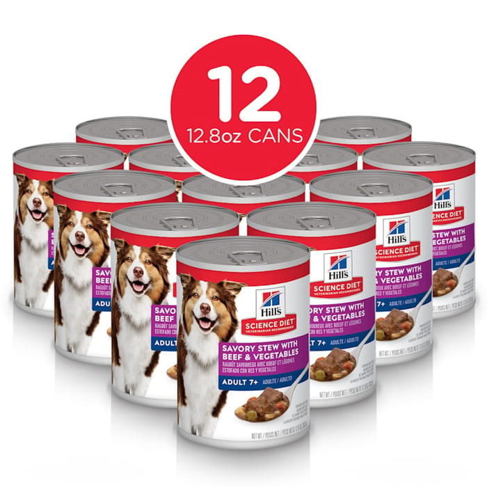 Hill's Science Diet Dog Adult 7+ Savory Stew Beef Veg Wet Food professional product photo ready to upload to shopify