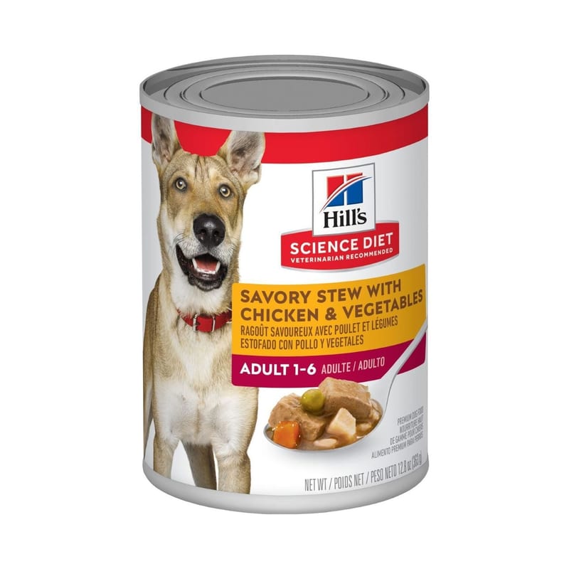 Hill's Science Diet Dog Adult Savory Stew Chicken Veg Wet Food professional product photo ready to upload to shopify