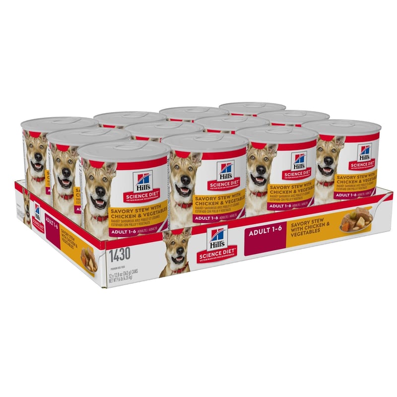 Hill's Science Diet Dog Adult Savory Stew Chicken Veg Wet Food professional product photo ready to upload to shopify