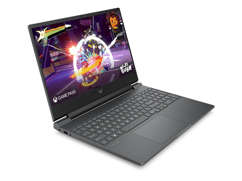 HP Victus Laptop — 512GB storage / AMD Ryzen 7 7445H processor / 16GB RAM professional product photo ready to upload to shopify