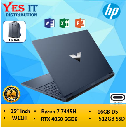 HP Victus Laptop 512GB AMD Ryzen 7 7445H 16GB RAM professional product photo ready to upload to shopify