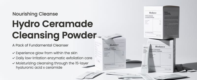 Hydro Ceramide Cleansing Powder professional product photo ready to upload to shopify