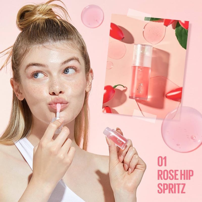 JUICY GLASS LIP OIL 01 Rose Hip Spritz professional product photo ready to upload to shopify