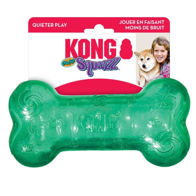 KONG Squeezz Crackle Bone professional product photo ready to upload to shopify