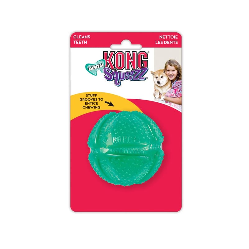 KONG Squeezz Dental Ball professional product photo ready to upload to shopify