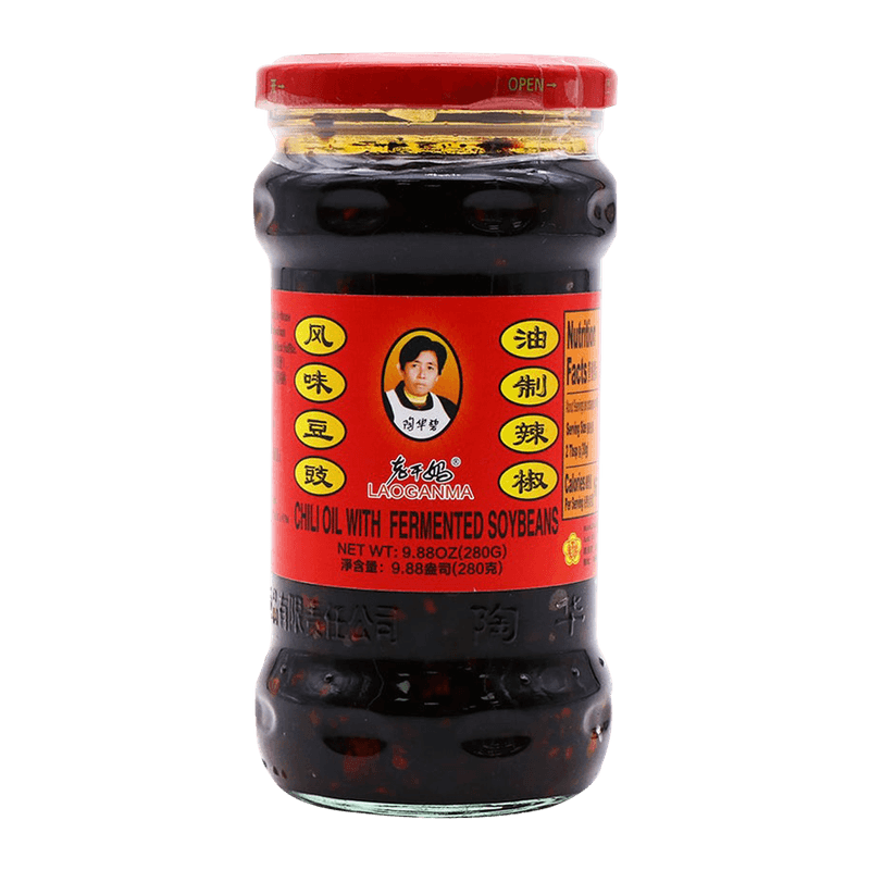 Lao Gan Ma Soybeans in Chili Oil 280g professional product photo ready to upload to shopify