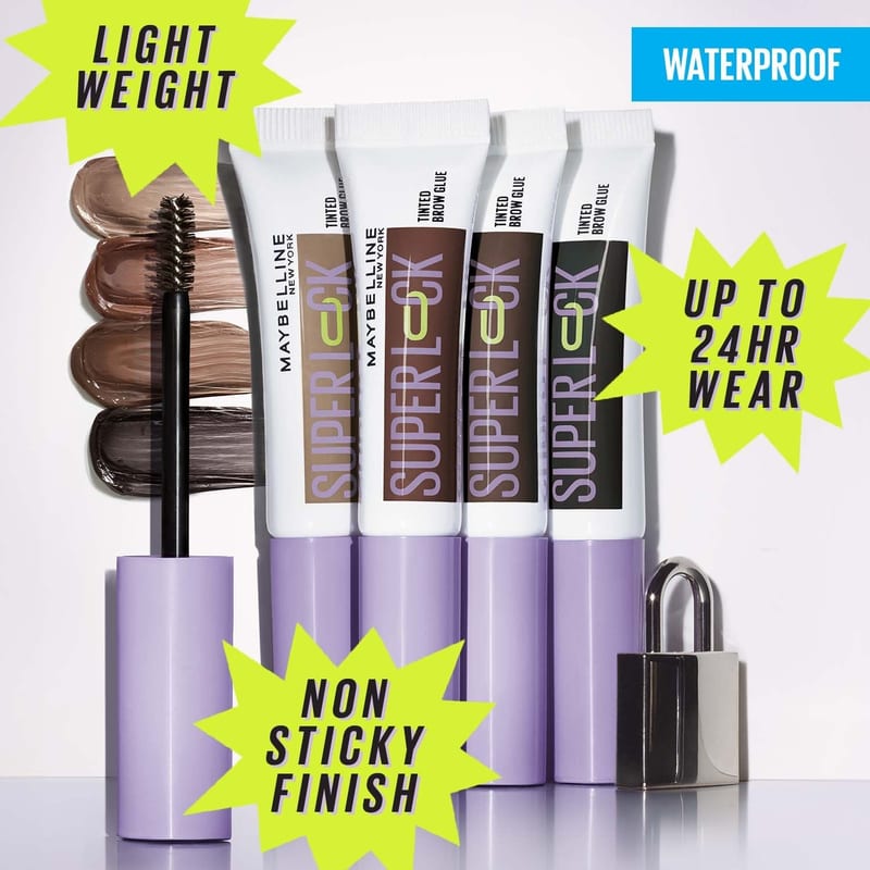 Maybelline New York Express Brow Super Lock gel professional product photo ready to upload to shopify