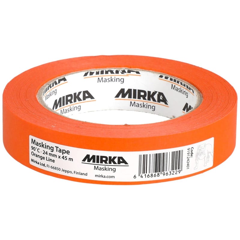 Mirka 24mm Orange Masking Tape professional product photo ready to upload to shopify