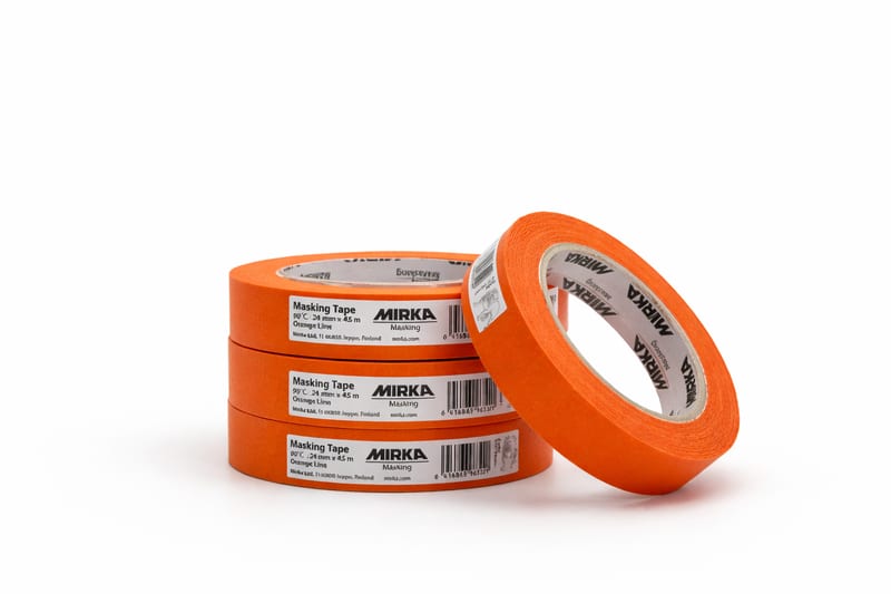 Mirka 24mm Orange Masking Tape professional product photo ready to upload to shopify