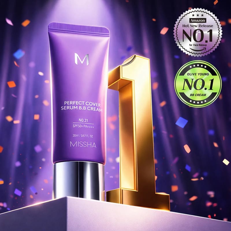 Missha M Perfect Cover Serum BB Cream #21 Light Beige professional product photo ready to upload to shopify