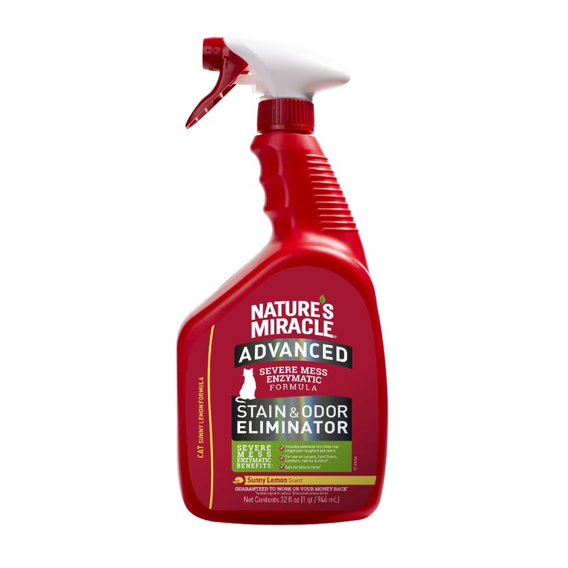 Nature's Miracle Advanced Just For Cats Stain & Odor Sunny Lemon 32 oz professional product photo ready to upload to shopify