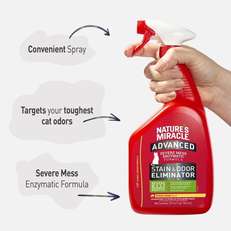 Nature's Miracle Advanced Just For Cats Stain & Odor Sunny Lemon 32 oz professional product photo ready to upload to shopify