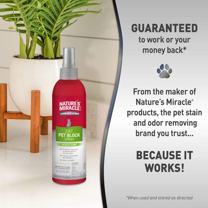 Nature's Miracle Advanced Platinum Cat Pet Block Repellent Spray, 8Oz professional product photo ready to upload to shopify