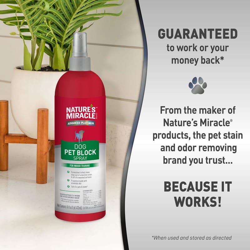 Nature's Miracle Advanced Platinum Dog Pet Block Repellent Spray 16 fl. oz. professional product photo ready to upload to shopify
