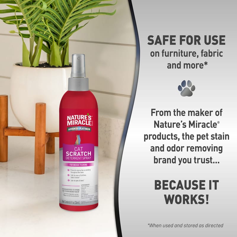 Nature's Miracle Advanced Platinum Scratch Deterrent Cat Spray 8 fl. oz. professional product photo ready to upload to shopify