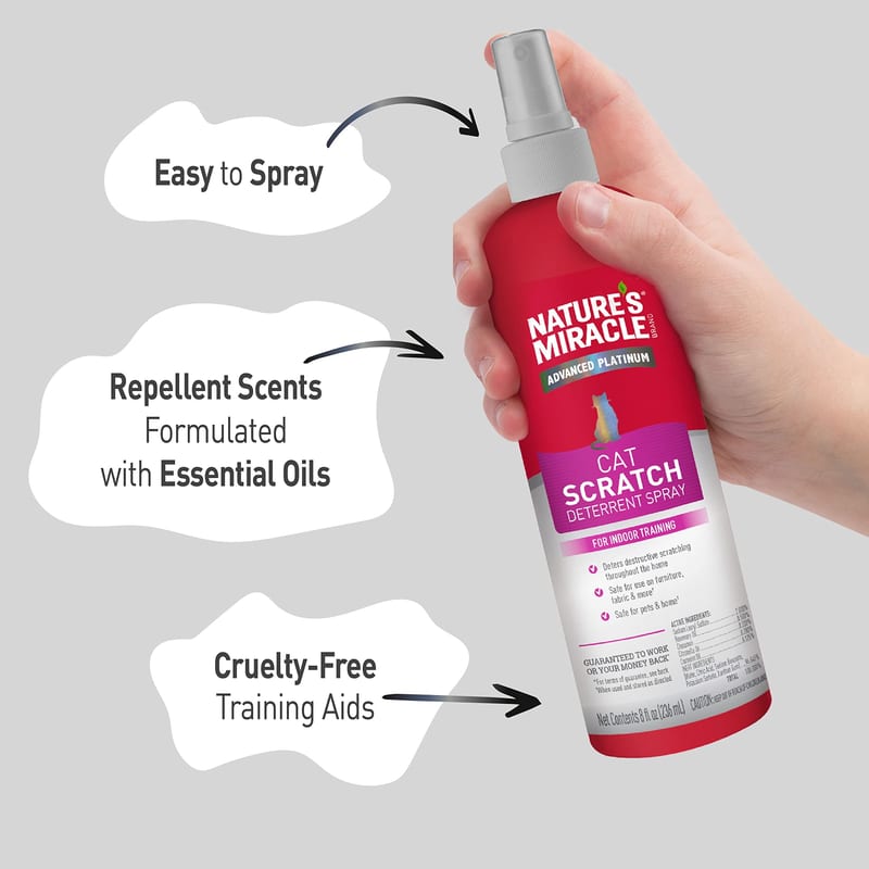 Nature's Miracle Advanced Platinum Scratch Deterrent Cat Spray 8 fl. oz. professional product photo ready to upload to shopify