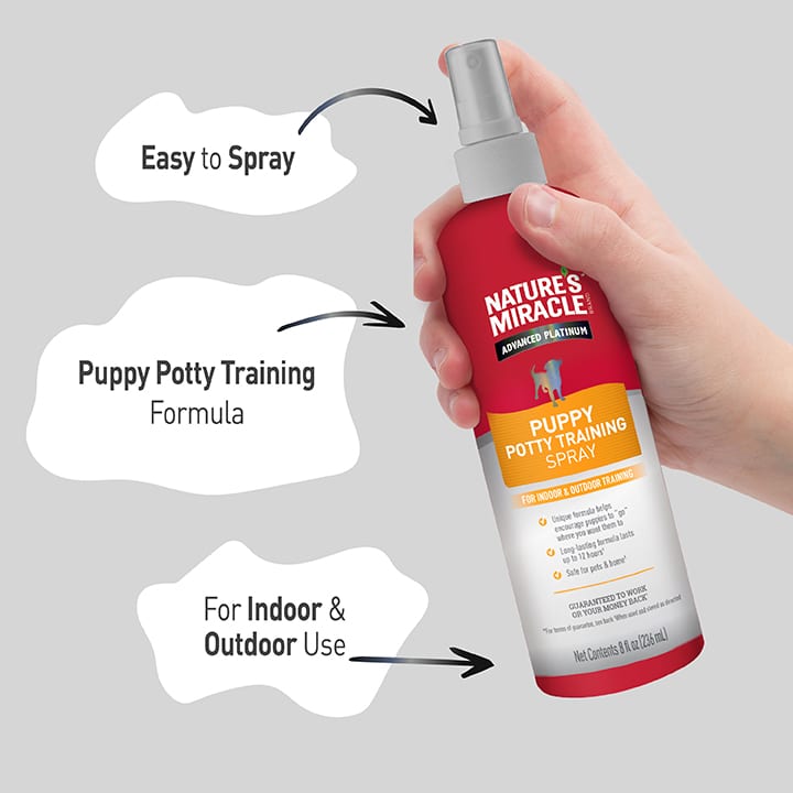 Nature's Miracle Advanced Platinum Puppy Potty Training Spray 8 Oz professional product photo ready to upload to shopify