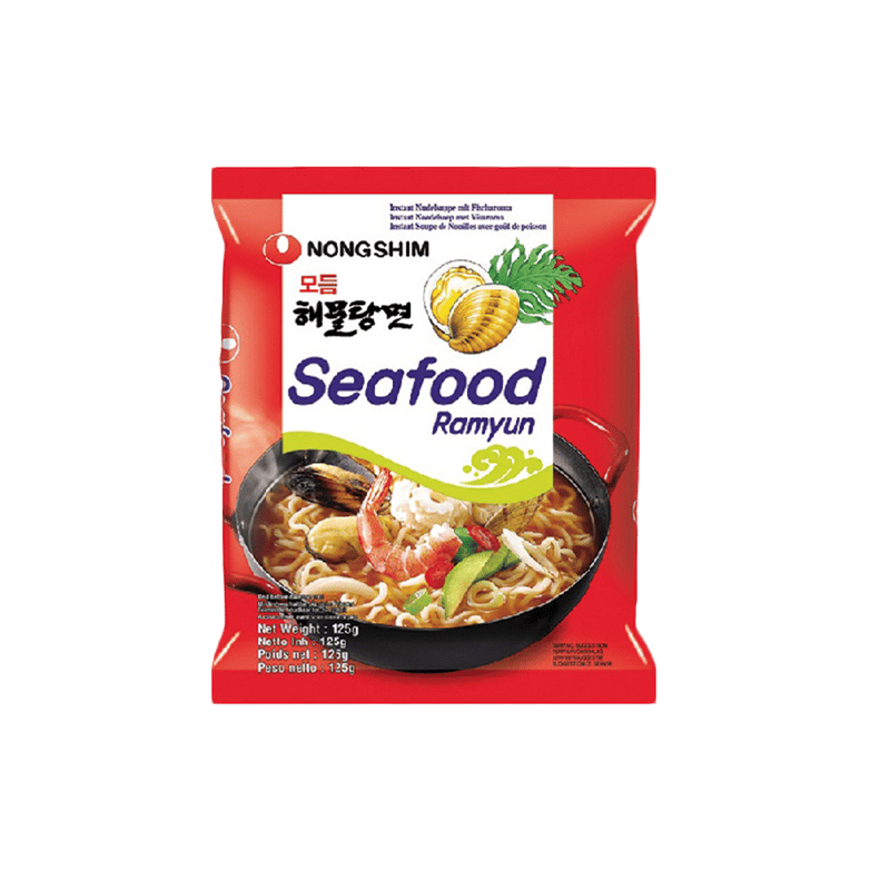 Nongshim Seafood Ramyun 125g professional product photo ready to upload to shopify