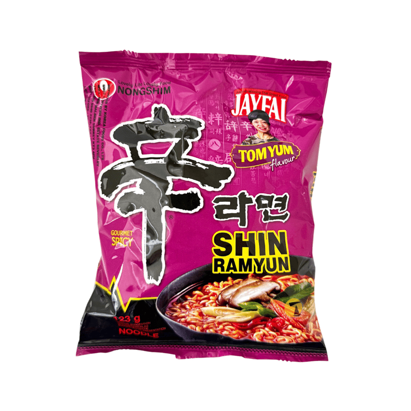Nongshim Shin Ramyun Tom Yum 123g professional product photo ready to upload to shopify
