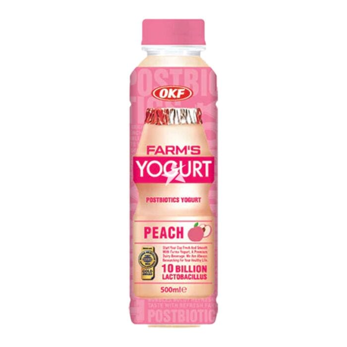OKF Peach Yogurt Drink 500ml professional product photo ready to upload to shopify