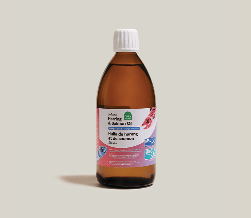 OPEN FARM Dog & Cat Icelandic Herring & Salmon Oil professional product photo ready to upload to shopify