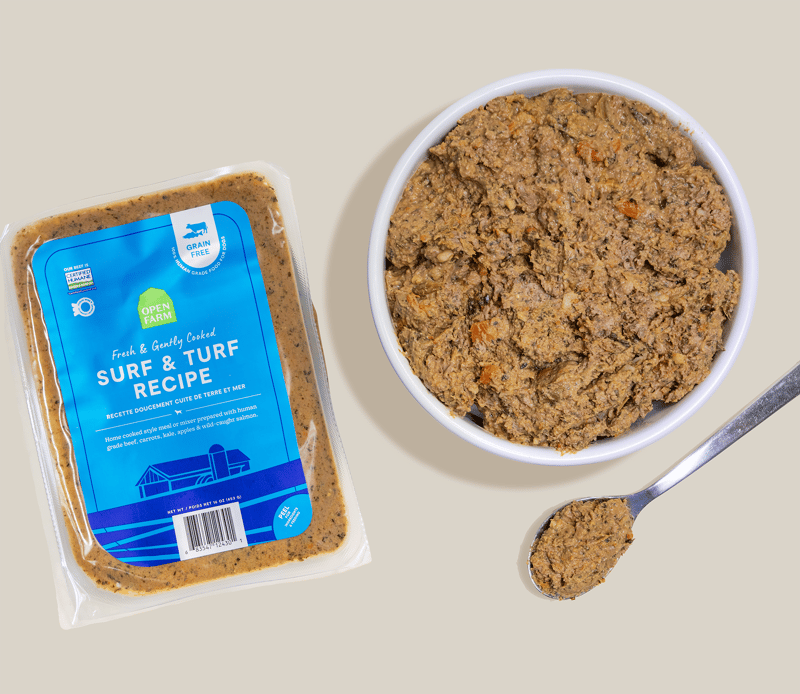 OPEN FARM DOG FROZEN GENTLY COOKED SURF & TURF 16OZ professional product photo ready to upload to shopify