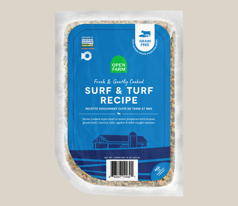 OPEN FARM DOG FROZEN GENTLY COOKED SURF & TURF 16OZ professional product photo ready to upload to shopify