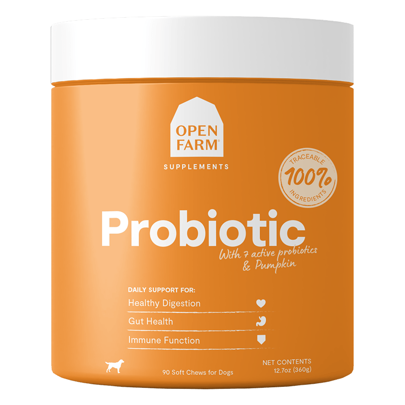 OPEN FARM DOG Probiotic Supplement Chews professional product photo ready to upload to shopify