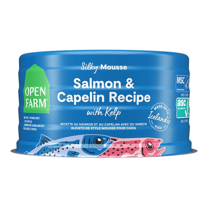 Open Farm Silky Mousse Salmon & Capelin Recipe with Kelp 7oz Canned Dog Food professional product photo ready to upload to shopify
