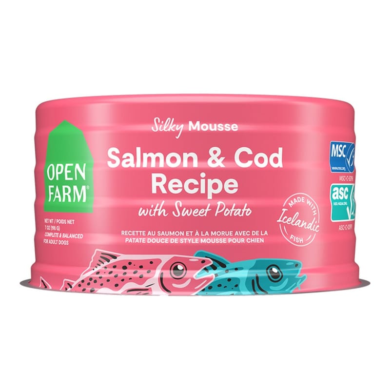 Open Farm Silky Mousse Salmon & Cod with Sweet Potato Canned Dog Food professional product photo ready to upload to shopify