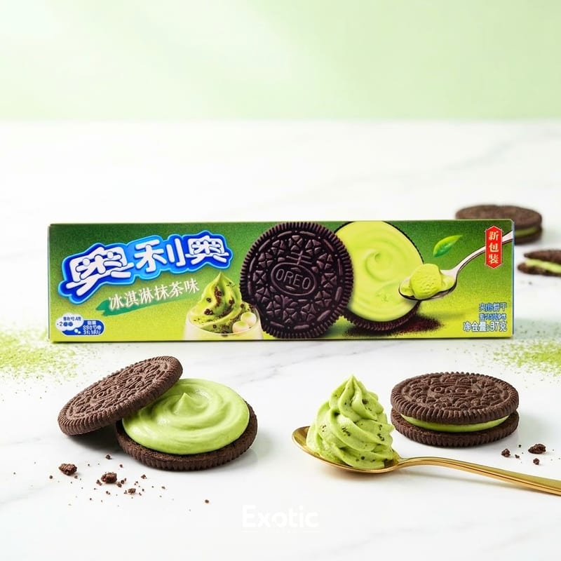 Oreo Cookies Ice Cream & Matcha 97g professional product photo ready to upload to shopify