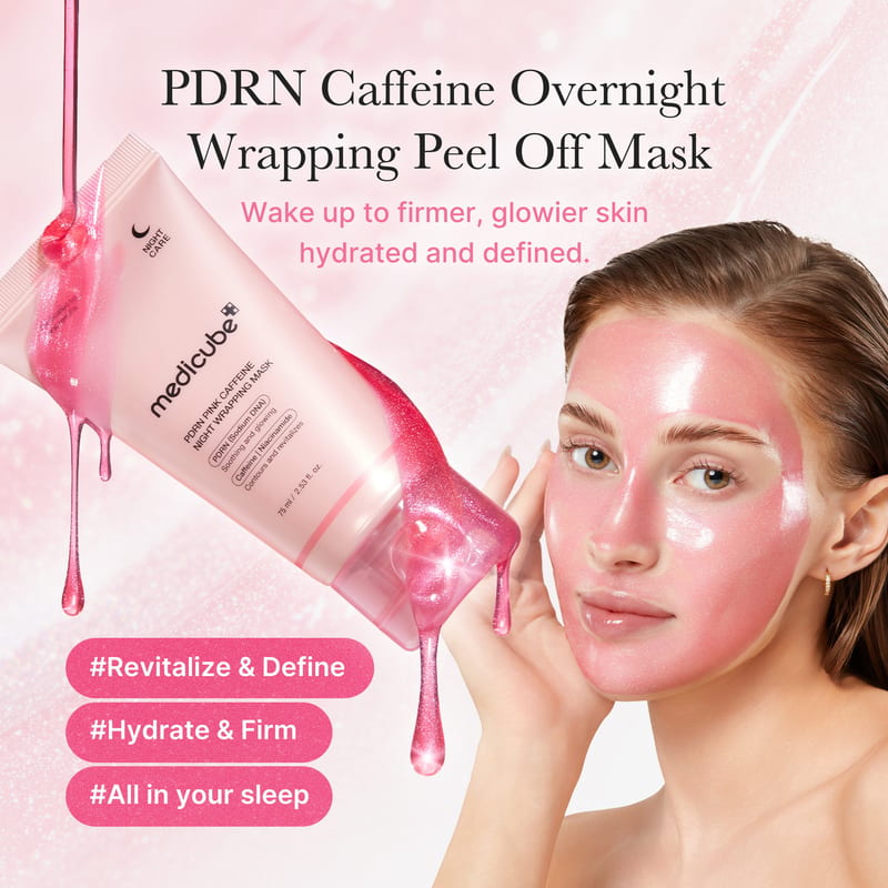 PDRN Pink Caffeine Night Wrapping Mask 75ml professional product photo ready to upload to shopify