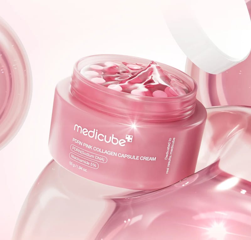 PDRN Pink Collagen Capsule Cream 55g professional product photo ready to upload to shopify