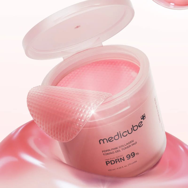 PDRN Pink Collagen Toning Gel Toner Pad professional product photo ready to upload to shopify