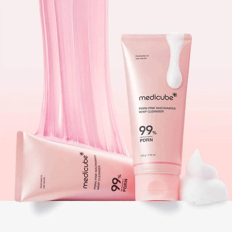 PDRN Pink Niacinamide Whip Cleanser 120g professional product photo ready to upload to shopify
