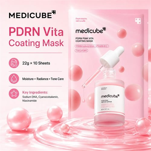 PDRN Pink Vita Coating Mask professional product photo ready to upload to shopify
