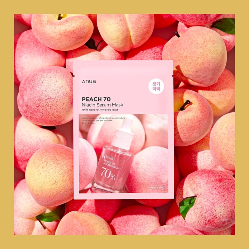 PEACH 70 NIACIN SERUM MASK 25ml professional product photo ready to upload to shopify