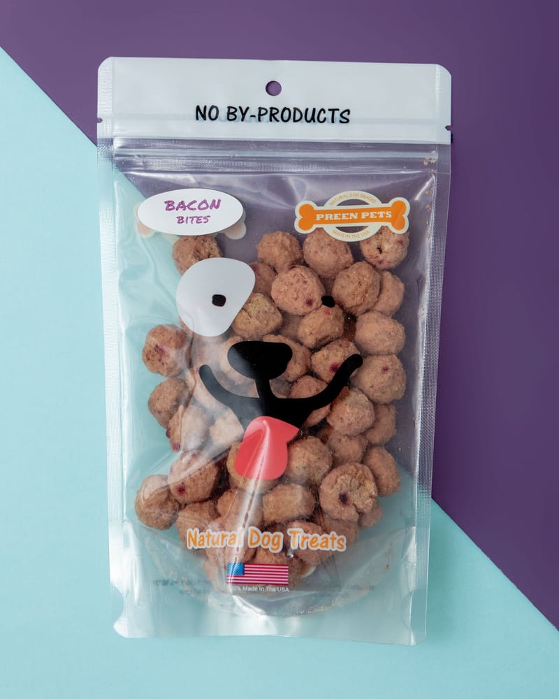 Preen Pets Bacon Bites 4oz professional product photo ready to upload to shopify