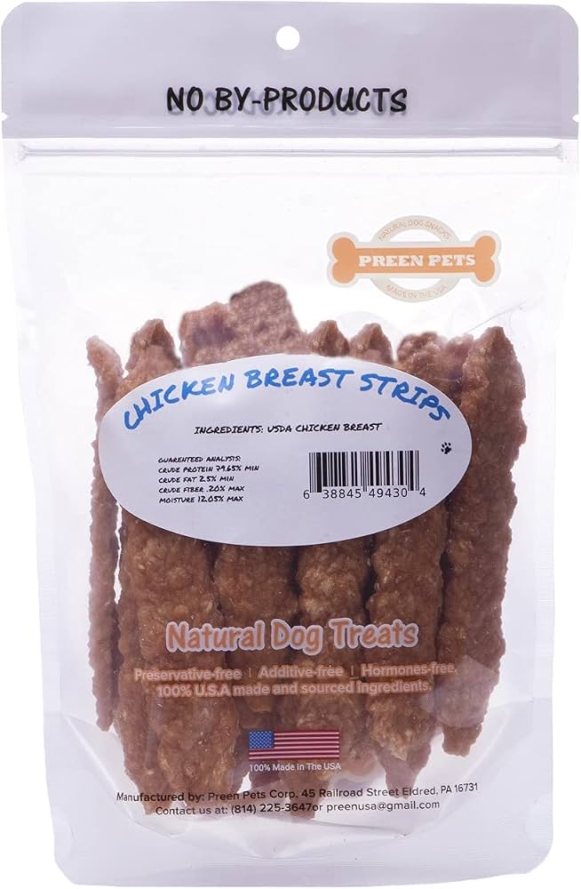 Preen Pets Chicken Breast Strips Dog Treats 4oz professional product photo ready to upload to shopify