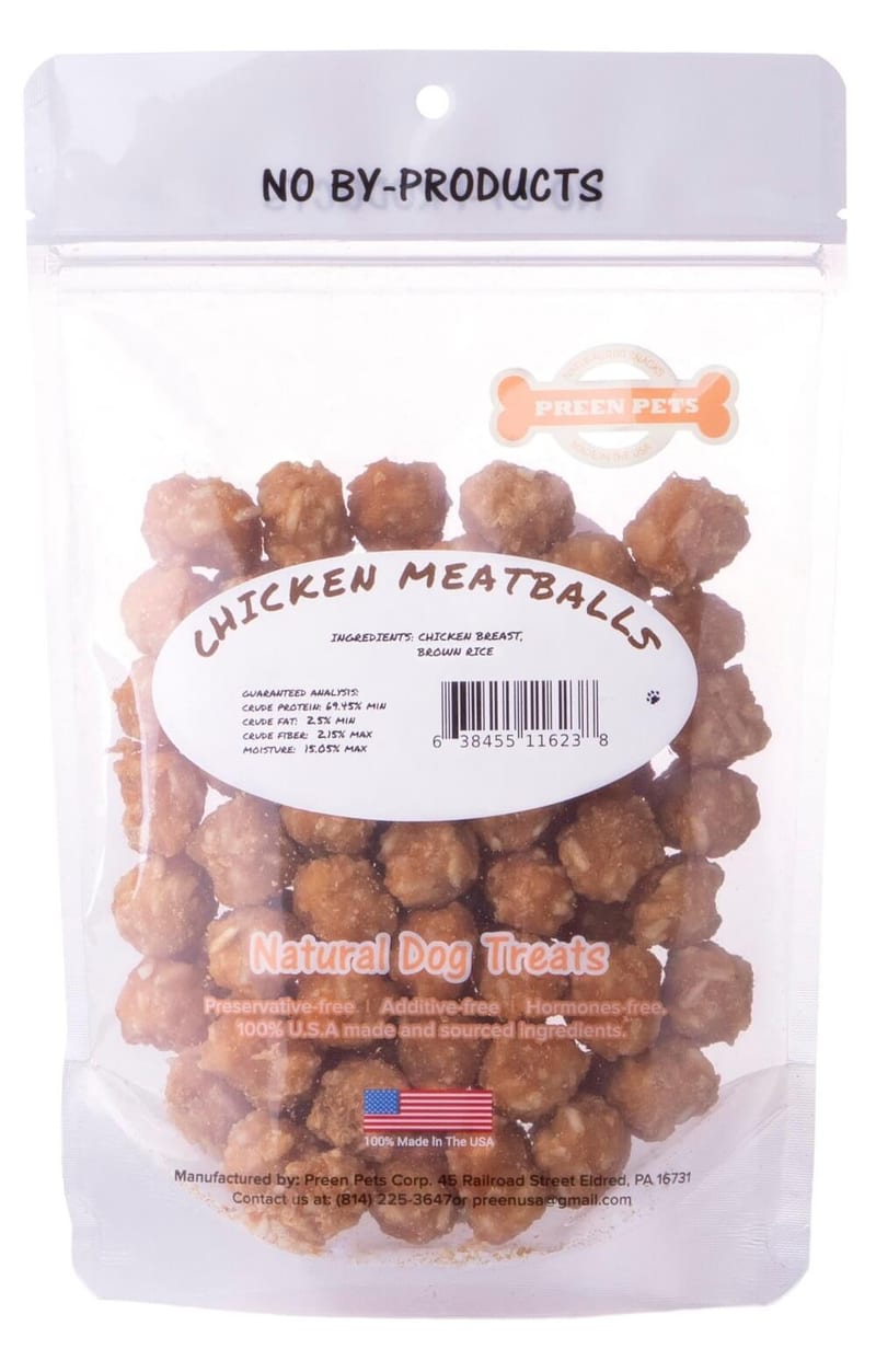 Preen Pets Chicken Meatballs 4oz professional product photo ready to upload to shopify