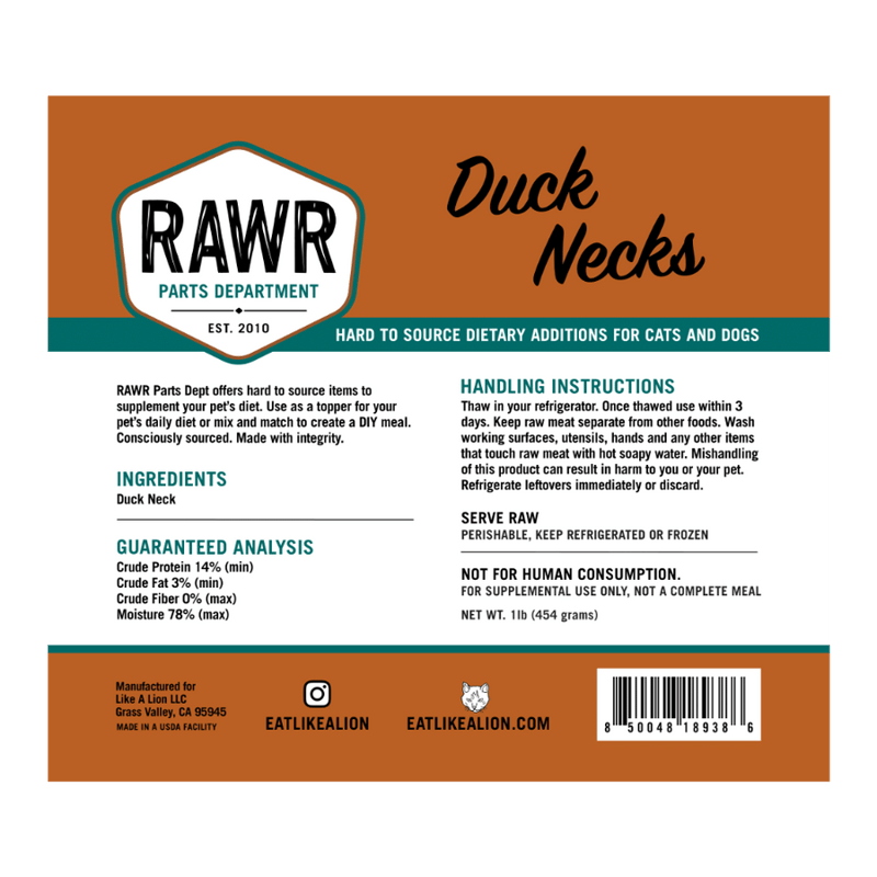 RAWR Dog Frozen Duck Neck professional product photo ready to upload to shopify