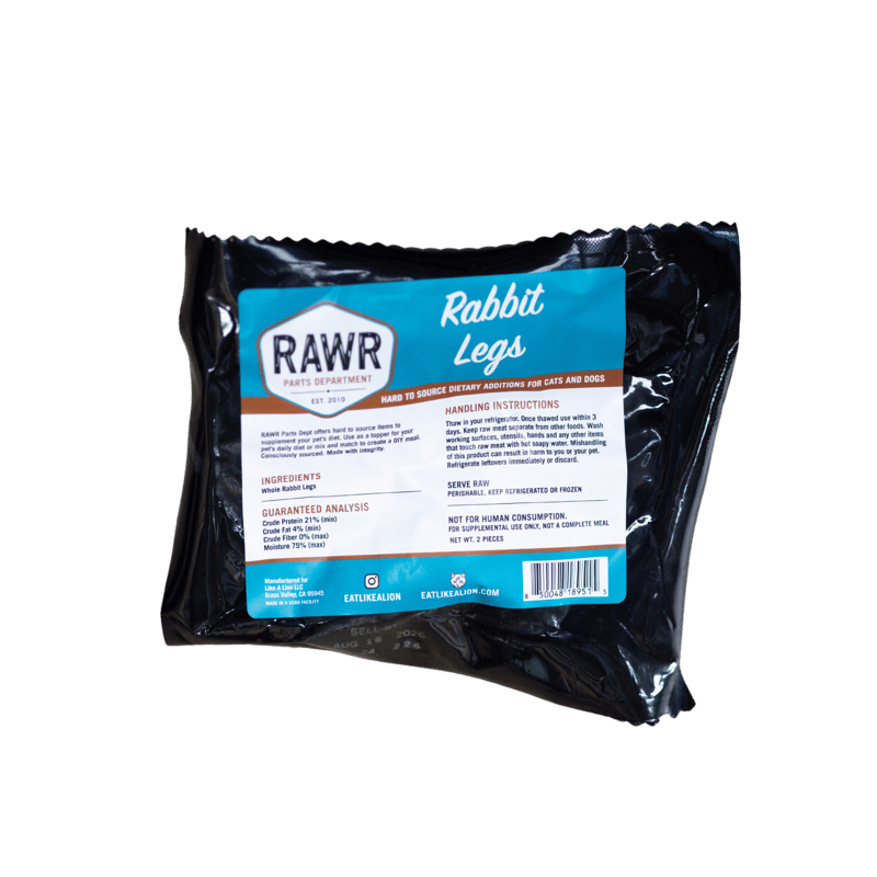 RAWR Dog Frozen Rabbit Leg professional product photo ready to upload to shopify