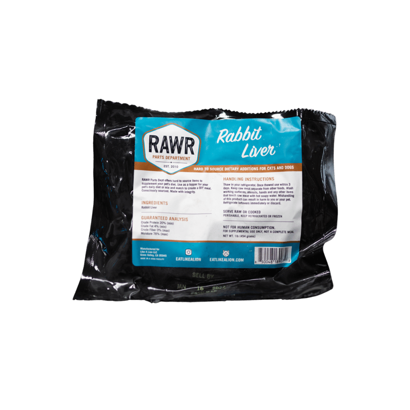 RAWR Dog Frozen Rabbit Liver professional product photo ready to upload to shopify