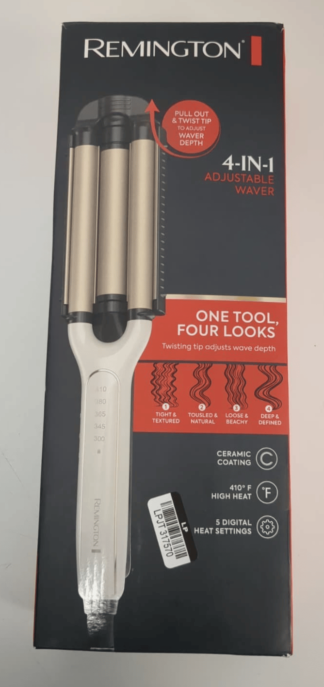 Remington Pro 4-in-1 Adjustable Waver Ceramic Electric 410°F 5 Heat Settings professional product photo ready to upload to shopify