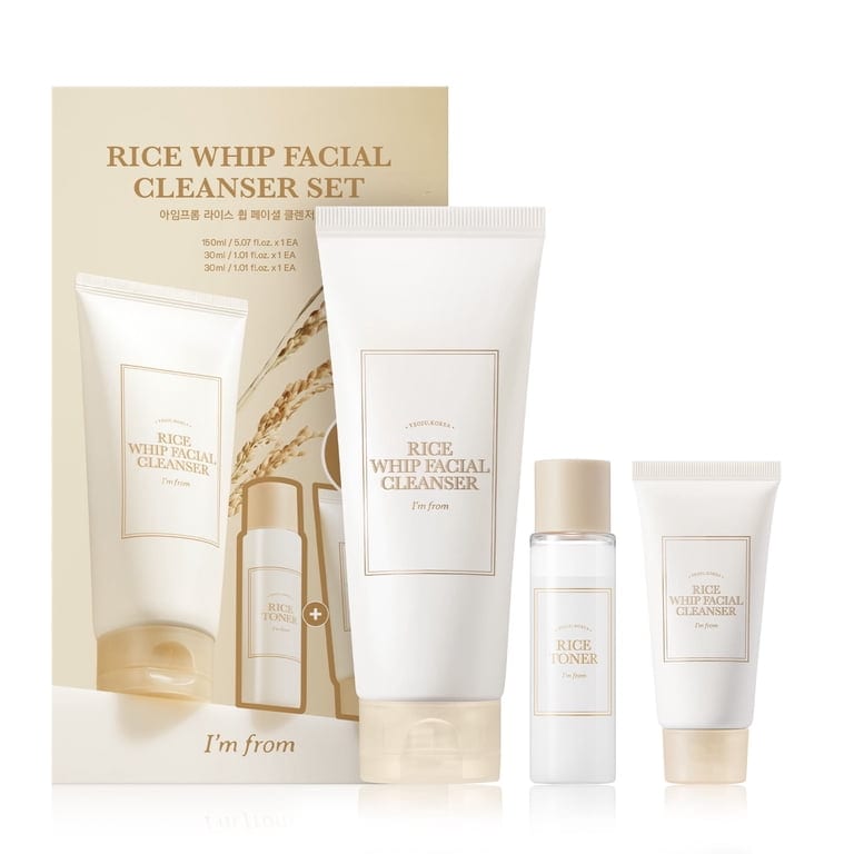 Rice Whip Facial Cleanser Set professional product photo ready to upload to shopify