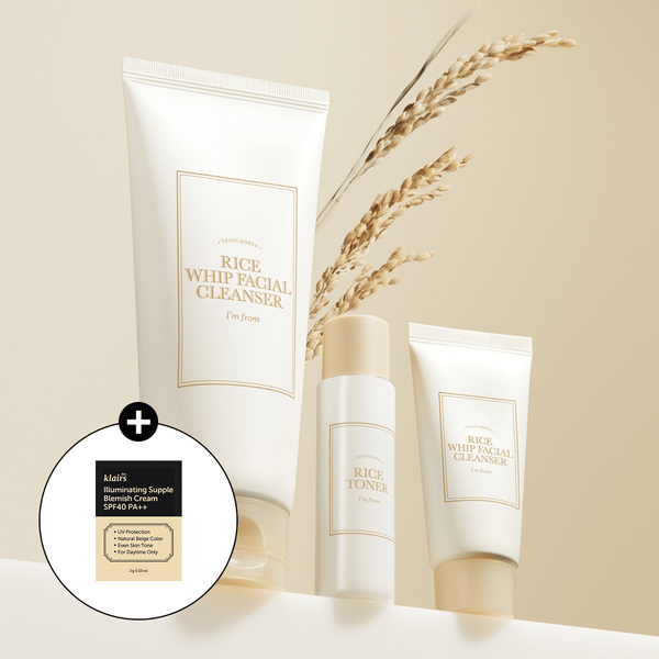 Rice Whip Facial Cleanser Set professional product photo ready to upload to shopify